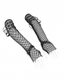 Black Gothic Punk Spike Rivet Long Fishnet Gloves for Women