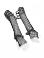 Black Gothic Punk Spike Rivet Long Fishnet Gloves for Women