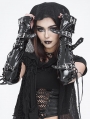 Black Gothic Punk Fashion Faux Leather Lace-Up Gloves for Women