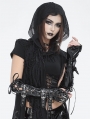 Black Gothic Punk Fashion Faux Leather Lace-Up Gloves for Women