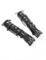 Black Gothic Punk Fashion Faux Leather Lace-Up Gloves for Women