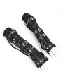 Black Gothic Punk Buckle Belt Fingerless Mesh Gloves for Women