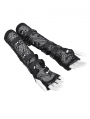 Black Gothic Punk Buckle Belt Fingerless Mesh Gloves for Women