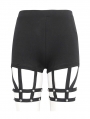 Black Gothic Punk Elastic Leg Loop Garter Hot Pants for Women