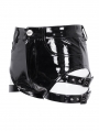 Black Gothic Punk Faux Leather Garter Belt Hot Pants for Women