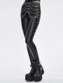 Black Gothic Punk Metal Layered Chain Skinny Pants for Women