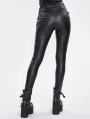 Black Gothic Punk Metal Layered Chain Skinny Pants for Women