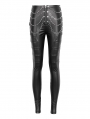 Black Gothic Punk Metal Layered Chain Skinny Pants for Women