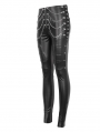 Black Gothic Punk Metal Layered Chain Skinny Pants for Women