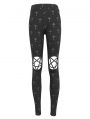 Black Gothic Pentagram Cross Strap Hollow Out Leggings for Women