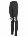 Black Gothic Pentagram Cross Strap Hollow Out Leggings for Women