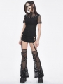 Black Gothic Punk Detachable Leg Warmers Flared Hot Pants for Women