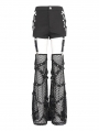 Black Gothic Punk Detachable Leg Warmers Flared Hot Pants for Women