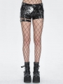 Black Gothic Punk Side Loop Faux Leather Hot Pants for Women