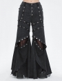 Black Gothic Punk Eyelets Long Flared Pants for Women