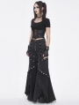 Black Gothic Punk Eyelets Long Flared Pants for Women