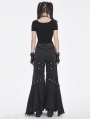 Black Gothic Punk Eyelets Long Flared Pants for Women