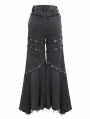 Black Gothic Punk Eyelets Long Flared Pants for Women