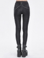 Black Gothic Punk Chain Mesh Long Leggings for Women