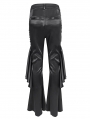 Black Gothic Vintage Ruffle Lace Spliced Flared Pants for Women