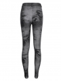 Grey Gothic Punk Metal Buckle Printed Leggings for Women