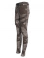 Brown Gothic Punk Metal Buckle Printed Leggings for Women