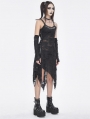 Black Gothic Punk Irregular Slip Dress with Detachable Sleeves