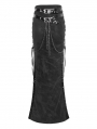 Black Gothic Punk Buckle Chain Sexy Long Split Skirt