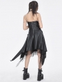 Black Gothic Punk Chain Strap Slip Irregular Dress