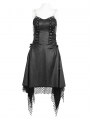 Black Gothic Punk Chain Strap Slip Irregular Dress