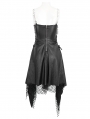 Black Gothic Punk Chain Strap Slip Irregular Dress