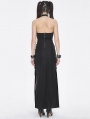 Black Gothic Punk Sexy Sleeveless Halter Neck Maxi Dress