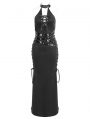 Black Gothic Punk Sexy Sleeveless Halter Neck Maxi Dress