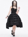 Black Gothic Punk Open Front Ruffle Hem Half Skirt