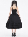 Black Gothic Punk Open Front Ruffle Hem Half Skirt