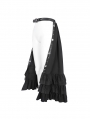 Black Gothic Punk Open Front Ruffle Hem Half Skirt