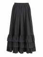 Black Gothic Punk Open Front Ruffle Hem Half Skirt