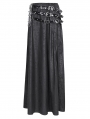 Black Gothic Punk Studded Leather Belt Long Sexy Slit Skirt