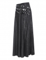 Black Gothic Punk Studded Leather Belt Long Sexy Slit Skirt