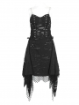 Black Gothic Ripped Irregular Chain Strap Slip Irregular Dress