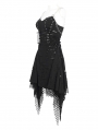 Black Gothic Ripped Irregular Chain Strap Slip Irregular Dress