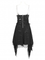 Black Gothic Ripped Irregular Chain Strap Slip Irregular Dress