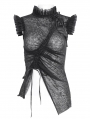 Black Gothic Ruffle Drawstring Sexy Sleeveless Top for Women
