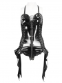 Black Gothic Zip-Up Halter PU Leather One-Piece Sexy Lingerie