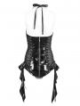 Black Gothic Zip-Up Halter PU Leather One-Piece Sexy Lingerie