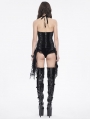 Black Gothic Zip-Up Halter Sexy Velvet Lingerie