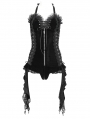 Black Gothic Zip-Up Halter Sexy Velvet Lingerie