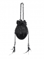 Black Gothic Retro Feather Bead Tasseled Handbag
