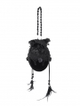 Black Gothic Retro Feather Bead Tasseled Handbag