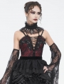 Black Gothic Beading Cross Lace Pleated Collar